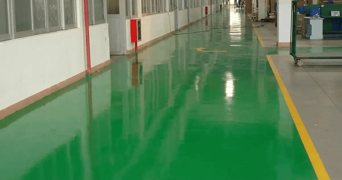 A factory floor professionally covered and marked with epoxy flooring in Oklahoma City, OK