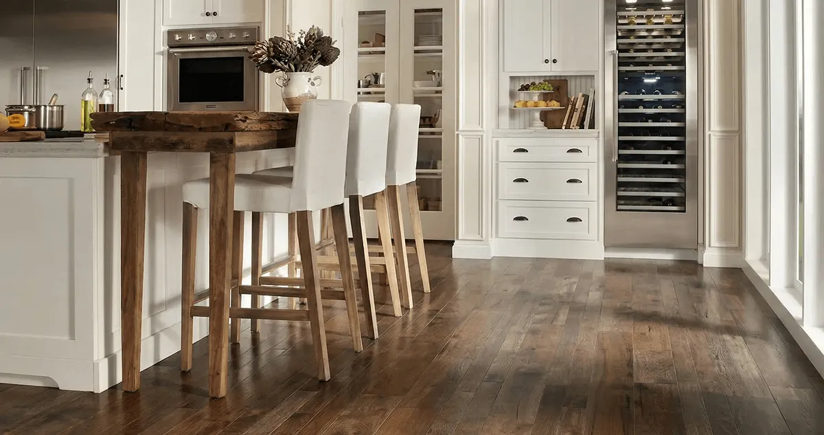 Professionally installed and refinished hardwood flooring in a residential home, showcasing smooth finish and natural wood tones in Oklahoma City, OK